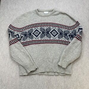 Vintage Sweater Men XXL Fair Isle Potomac Grandpacore Gray Nordic Cabincore